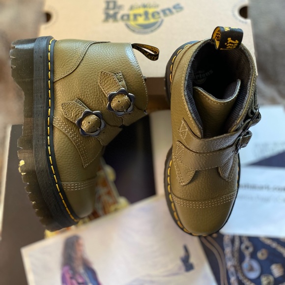 Dr. Martens Devon Flower Buckle Leather Platform Boots - Picture 15 of 16
